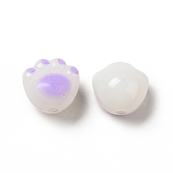 Opaque Acrylic Beads, Cat Paw, Medium Purple, 11x12x9.7mm, Hole: 1.6mm