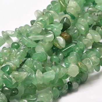 Natural Green Aventurine Chip Bead Strands, 4~12x4~7x2~5mm, Hole: 1mm, about 80~81cm