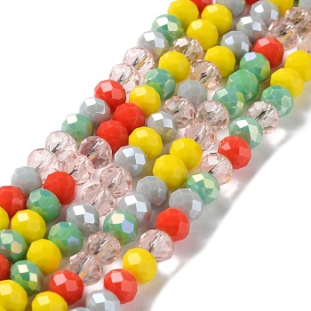 Glass Beads Strands, Faceted, Rondelle, Gray, 8x6mm, Hole: 1mm, about 65~68pcs/strand, 15.7~16.1 inch(40~41cm)