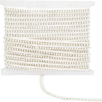 Plastic Imitation Pearl Beads Ribbon, Garment Accessories, White, 8.5mm