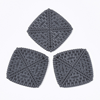 Acrylic Pendants, Imitation Woven Rattan Pattern, Rhombus, Slate Gray, 44.5x44.5x4.5mm, Hole: 2mm