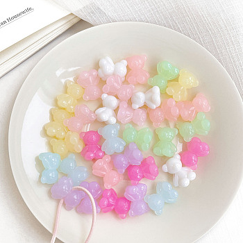 Opaque Acrylic Beads, Bowknot, Mixed Color, 18.5x15.6x11mm, Hole: 3mm, about 320pcs/500g