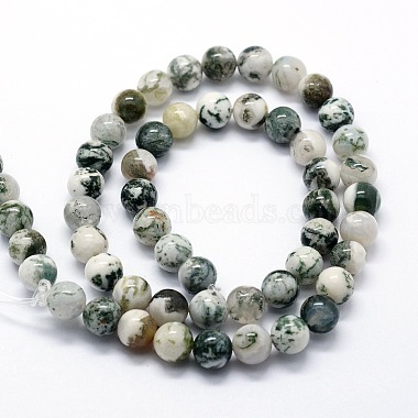 Chapelets de perles en agate d'arbre naturelle(G-I199-03-4mm)-2