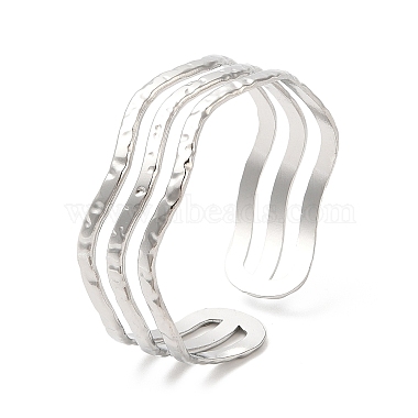 304 Stainless Steel Wave Open Cuff Bangles(BJEW-L682-008P)-3