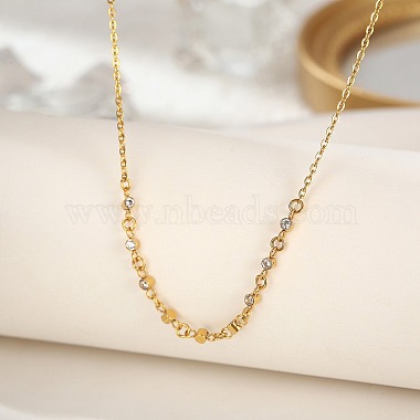 Cubic Zirconia Column Pendant Necklace with Brass Cable Chains(UU3534-1)-3