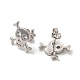 Rack Plating Brass Pave Clear Cubic Zirconia Skull Stud Earrings(EJEW-F301-29)-3