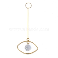 Hanging Suncatcher, Iron & Faceted Glass Pendant Decorations, Eye, Golden, 260x2.5mm, Hole: 28mm(HJEW-D002-08G)