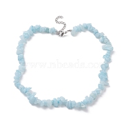 Natural White Jade Dyed Chips Beaded Necklaces, with 304 Stainless Steel Chain Extender, 0.20~0.51 inch(0.5~1.3cm), 15.24''(38.7cm)(NJEW-JN04275-07)