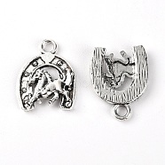 Tibetan Style Alloy Pendants, Horse Head, Antique Silver, 23x18x3mm, Hole: 3mm(FIND-DC0002-12)