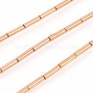 Vacuum Plating Non-magnetic Synthetic Hematite Beads Strands, Long-Lasting Plated, Bamboo Stick, Real Rose Gold Plated, 8x2mm, Hole: 0.6mm, about 50pcs/Strand, 15.94 inch(40.5cm)(G-F682-02-RG)