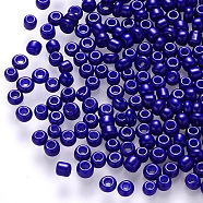 12/0 Baking Paint Glass Round Seed Beads, Blue, 1.5~2x1.5mm, Hole: 0.5~1mm, about 30000pcs/pound(SEED-S036-01A-07)