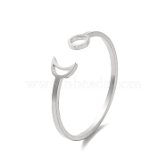 304 Stainless Steel Open Rings, Hollow Sun & Moon, Stainless Steel Color, US Size 9 3/4(19.5mm)(STAS-R226-07P)