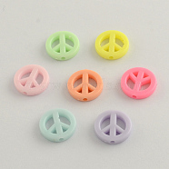 Opaque Acrylic Beads, Peace Sign, Mixed Color, 16x3mm, Hole: 2mm, about 943pcs/500g(SACR-Q098-05)