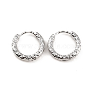 304 Stainless Steel Grooved Hoop Earrings, Stainless Steel Color, 15x2.5mm, Pin: 1mm(EJEW-M218-01A-P)