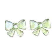 Transparent Epoxy Resin Cabochons, with Glitter Powder, Bowknot, Pale Green, 18x22.5x3.5mm(CRES-A053-04)