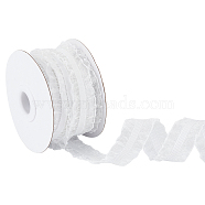 10 Yards Chinlon Elastic Pleated Lace Trim, for Sewing, Gift Decoration, White, 7/8 inch(21mm)(OCOR-WH0060-44F)