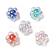 UV Plating Rainbow Iridescent Transparent Acrylic Beads, Two Tone, Flower, Mixed Color, 15.5x16x9mm, Hole: 3mm(X-OACR-C007-11)