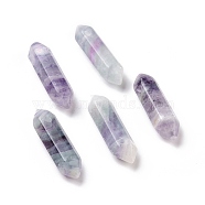 Natural Fluorite Double Terminal Pointed Pendants, Faceted Bullet Charm, 30~35x8~9x8~9mm, Hole: 1.4mm(G-C007-02B-06)