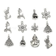 Tibetan Style Alloy Pendants, for Christmas Day, Mixed Shape, Antique Silver, 10.5~67x16~79x1~12mm, Hole: 1~3.5mm(TIBEP-MSMC013-M)