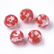 Resin Beads, Imitation Gemstone Chips Style, Round, Red, 10mm, Hole: 1.8mm(RESI-T026-10mm-05)