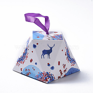 Christmas Gift Boxes, with Ribbon, Gift Wrapping Bags, for Presents Candies Cookies, Colorful, 8.1x8.1x6.4cm(X-CON-L024-E07)