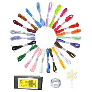 DIY Sewing Tool Sets, including 24 Colors Polyester Embroidery Floss, Zinc Alloy Sewing Thimble Rings, Iron Threader & Needles, Mixed Color(DIY-FS0004-23)
