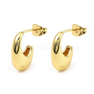 Brass Teardrop Stud Earrings, Half Hoop Earrings, Long-Lasting Plated, Lead Free & Cadmium Free, Real 18K Gold Plated, 15x4.5mm(EJEW-K254-04G)