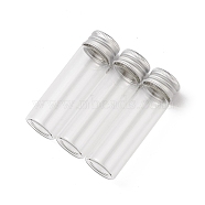 (Defective Closeout Sale; Pitted Cap) Glass Bottles, with Screw Aluminum Cap and Silicone Stopper, Empty Jar, Platinum, Clear, 7.15x2.2cm, Capacity: 15ml(0.51fl. oz)(CON-XCP0001-89)