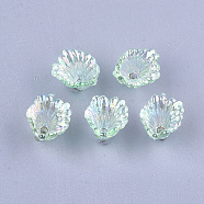 Transparent Acrylic Bead Caps, AB Color, Flower, Aquamarine, 10x12x12mm, Hole: 1.2mm, about 1960pcs/500g(TACR-T007-01B)