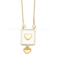 Brass Enamel Pendant Necklaces, Rectangle, Heart, 17.72 inch(450mm)(PW-WG56942-05)