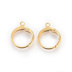 304 Stainless Steel Leverback Earring Findings, with Loop, Real 24K Gold Plated, 14.5x12.5x2mm, Hole: 1.2mm(X-STAS-I100-19G)