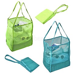2Pcs 2 Colors Polyester Mesh Beach Bag, with Handle Mesh Beach Tote Bag Reusable Mesh Shopping Bag, for Travel Toys or Laundry, Mixed Color, 62.4~63cm, 1pc/color(ABAG-SZ0001-18B)