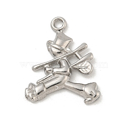 Non-Tarnish 304 Stainless Steel Pendants, Human Charm, Stainless Steel Color, 17.5x15x2mm, Hole: 1.4mm(STAS-N103-145P)