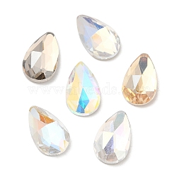 K5 Glass Rhinestone Cabochons, Flat Back & Back Plated, Faceted, Teardrop, Mixed Color, 12x7x4mm(RGLA-N002-16A)