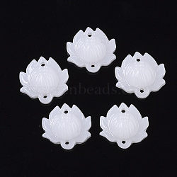 Resin Links connectors, Lotus Flower, White, 21x22x10mm, Hole: 1.8mm(X-RESI-T039-037)