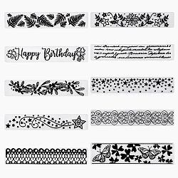 10Pcs 10 Styles Transparent Clear Plastic Embossing Template Folders, For DIY Scrapbooking/Photo Album Decorative/Embossed Paper, Stamp Sheets, Mixed Patterns, 3x15cm, 1pc/style(DIY-GF0005-95)
