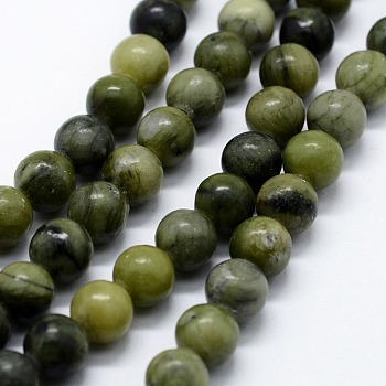 Natural Xinyi Jade/Chinese Southern Jade Beads Strands, Round, 6mm, Hole: 0.8mm, about 63pcs/strand,  14.76 inch(37.5cm)