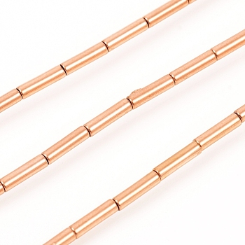 Vacuum Plating Non-magnetic Synthetic Hematite Beads Strands, Long-Lasting Plated, Bamboo Stick, Real Rose Gold Plated, 8x2mm, Hole: 0.6mm, about 50pcs/Strand, 15.94 inch(40.5cm)
