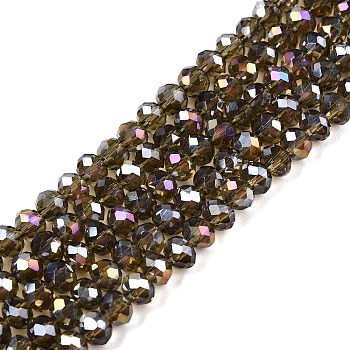 Electroplate Glass Beads Strands, AB Color Plated, Faceted, Rondelle, Gray, 6x5mm, Hole: 1mm, about 85~88pcs/strand, 16.1~16.5 inch(41~42cm)