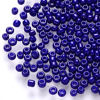 12/0 Baking Paint Glass Round Seed Beads, Blue, 1.5~2x1.5mm, Hole: 0.5~1mm, about 30000pcs/pound