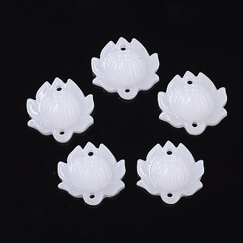 Resin Links connectors, Lotus Flower, White, 21x22x10mm, Hole: 1.8mm