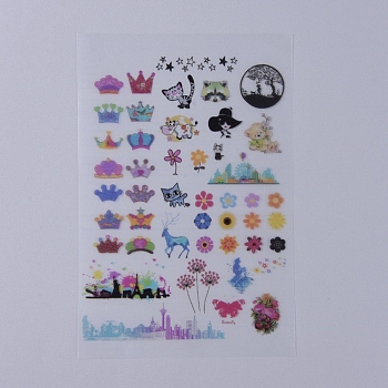 Filler Stickers(No Adhesive on the back), for UV Resin, Epoxy Resin Jewelry Craft Making, Plant & Animal Pattern, 149x100x0.1mm