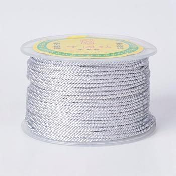Round Polyester Cords, Milan Cords/Twisted Cords, WhiteSmoke, 1.5~2mm, 50yards/roll(150 feet/roll)