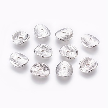 Tibetan Style Wavy Spacer Beads, Cadmium Free & Lead Free, Arched Disc, Platinum, 9x1mm, Hole: 1mm