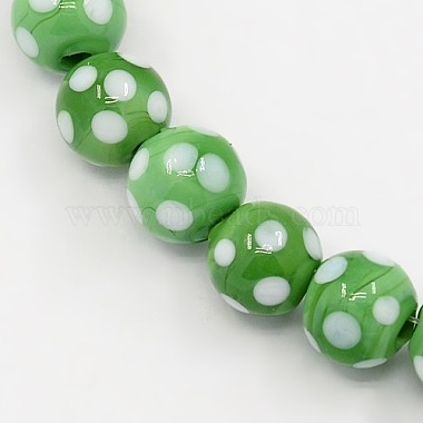 10mm Green Round Lampwork Beads