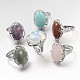 Adjustable Oval Gemstone Wide Band Rings(RJEW-L062-01)-1