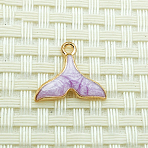 Alloy Enamel Pendants, Golden, Mermaid Tail Charms, Lilac, 18x14.5mm(FIND-SZC0010-061)