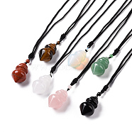 Gemstone Pendant Necklace with Nylon Cord for Women, 31.89~34.65 inch(81~88cm)(G-A210-04)