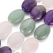 Natural Green Aventurine & Rose Quartz & Amethyst Beads Strands, Oval, 25x18x8~9mm, Hole: 1.6mm, about 16pcs/strand, 15.94 inch(40.5cm)(X-G-S359-353)
