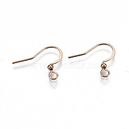 304 Stainless Steel French Earring Hooks, Flat Earring Hooks, Ear Wire, with Horizontal Loop, Cadmium Free & Nickel Free & Lead Free, Rose Gold, 15~17x18mm, Hole: 2mm, 21 Gauge, Pin: 0.7mm(STAS-S111-004RG-NR)